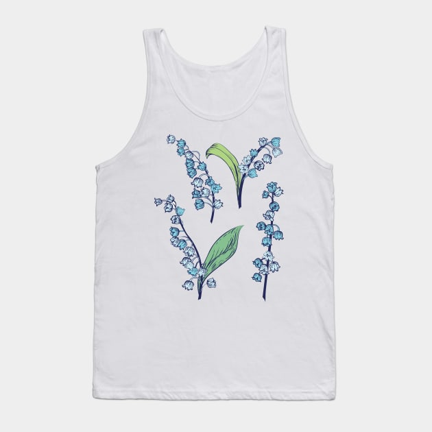 Blue Lily of the Valley Tank Top by SWON Design